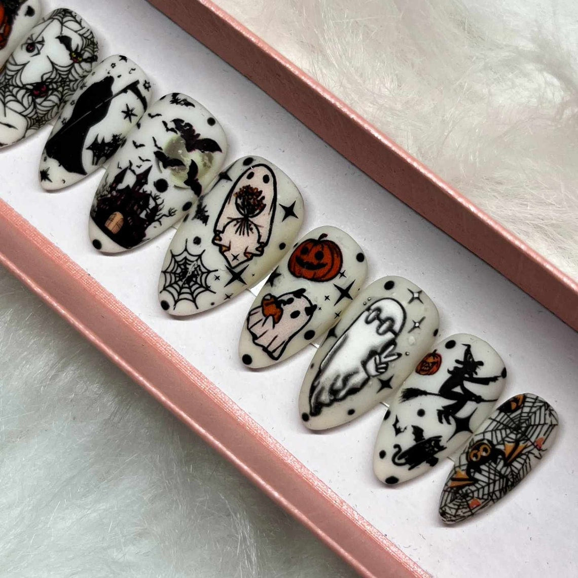 LIMITED SUPPLY | Halloween Nails | Ouija Nails | Press on Nails | Halloween nails | Witch nails | White Nails | Glow in the dark nails