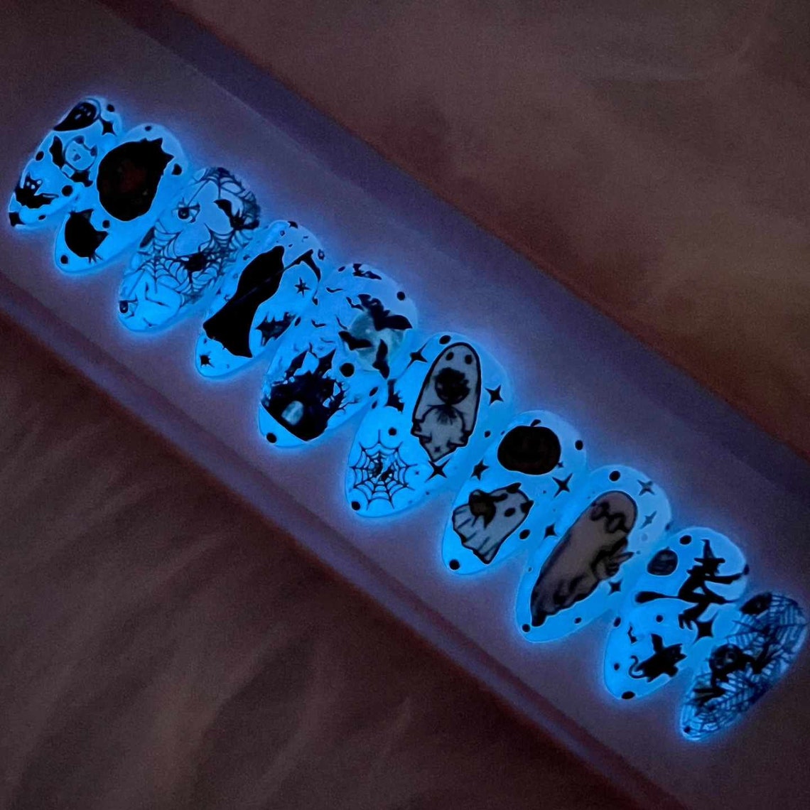 LIMITED SUPPLY | Halloween Nails | Ouija Nails | Press on Nails | Halloween nails | Witch nails | White Nails | Glow in the dark nails