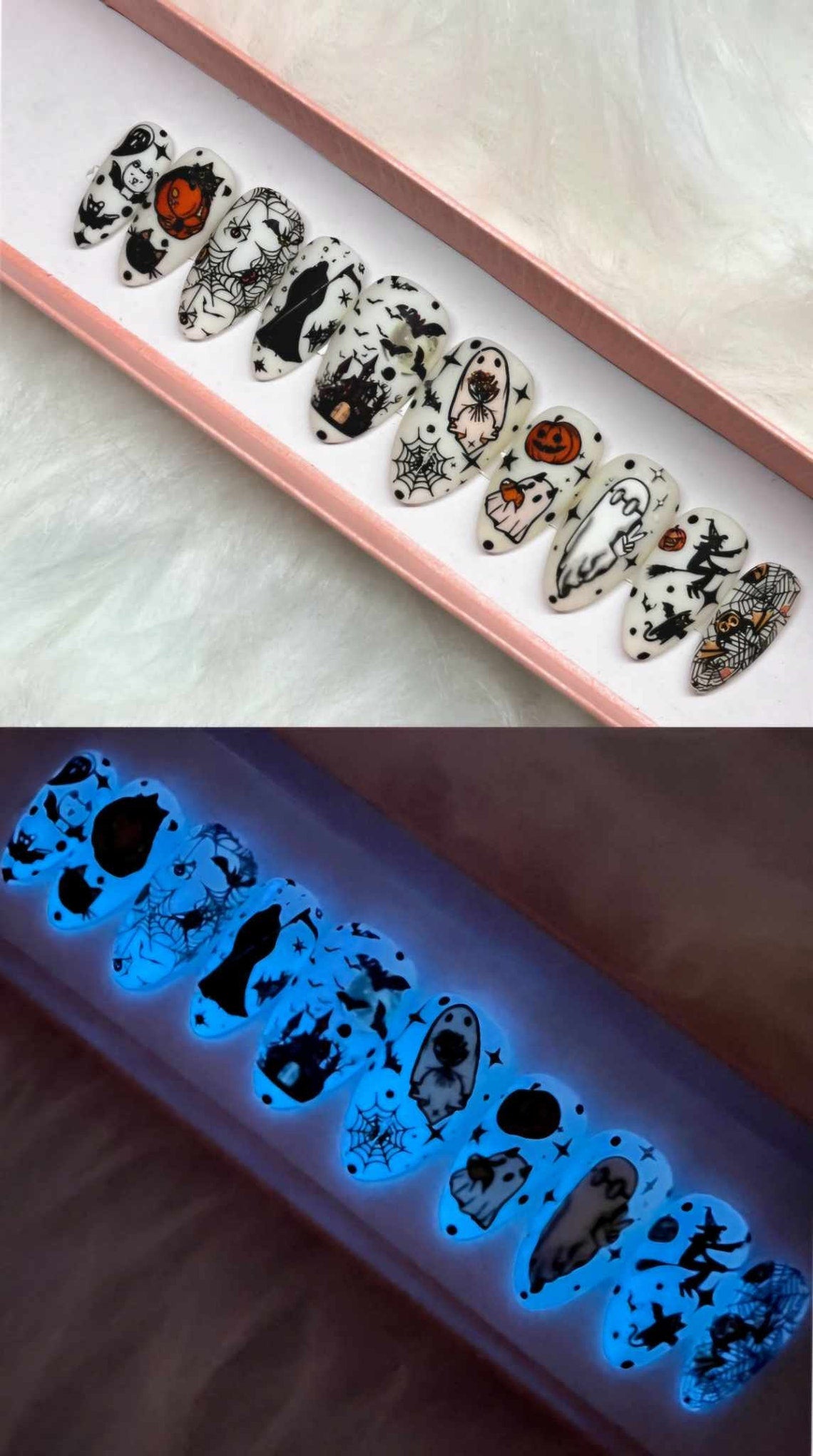 LIMITED SUPPLY | Halloween Nails | Ouija Nails | Press on Nails | Halloween nails | Witch nails | White Nails | Glow in the dark nails