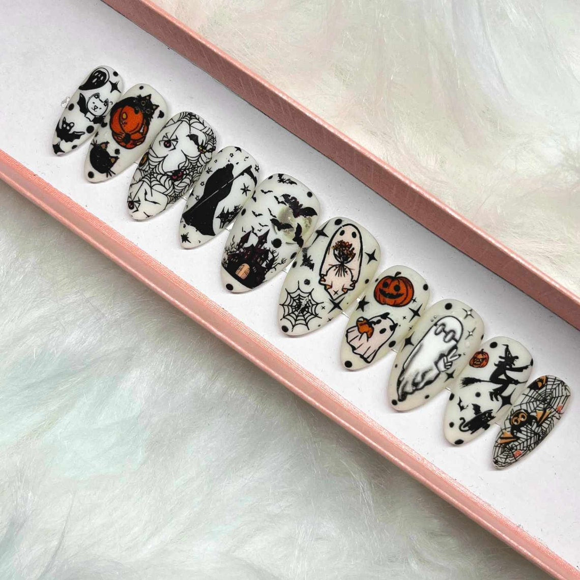 LIMITED SUPPLY | Halloween Nails | Ouija Nails | Press on Nails | Halloween nails | Witch nails | White Nails | Glow in the dark nails